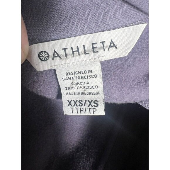 Athleta Tie Waist Cozy Cotton Cardigan XXS/XS Purple Open Front Wrap Sweater NWT - Picture 5 of 8